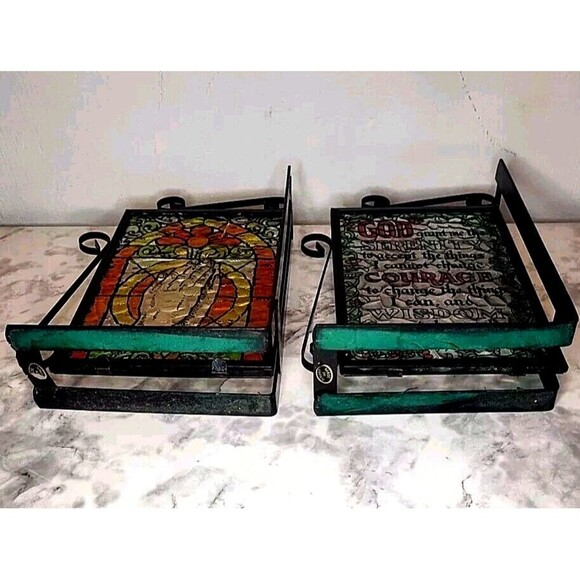 Stained Glass Double Side Book Ends Serenity Prayer, Praying Hands.*Read - Picture 6 of 7